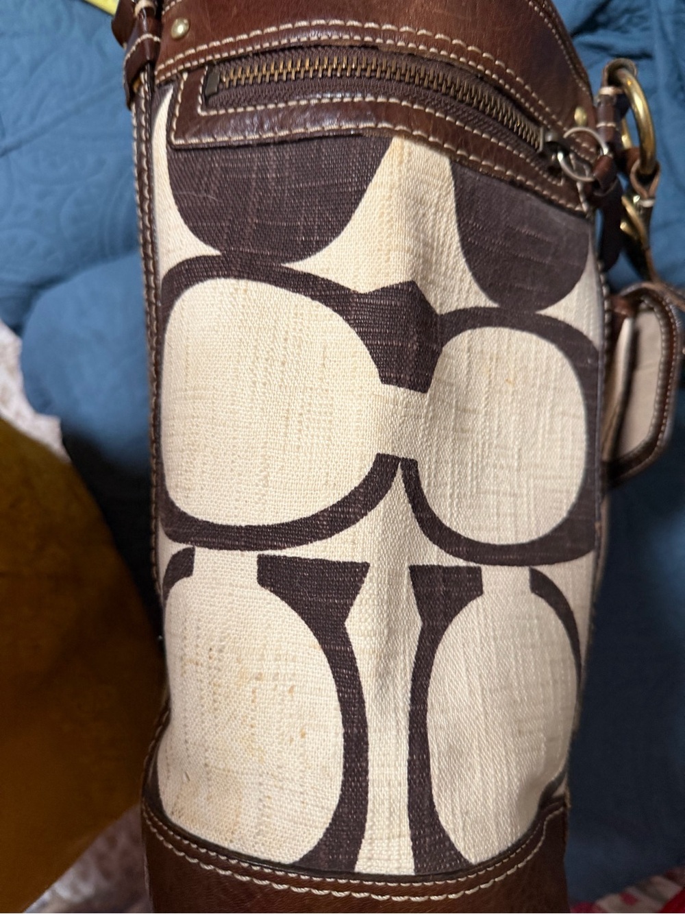 Coach Brown and Beige Signature Canvas Tote with Turn-Lock Front - Picture 9 of 9